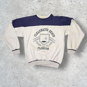 Vtg 90s Clearwater Beach FL Crewneck Sweatshirt Medium Tourist Fleece